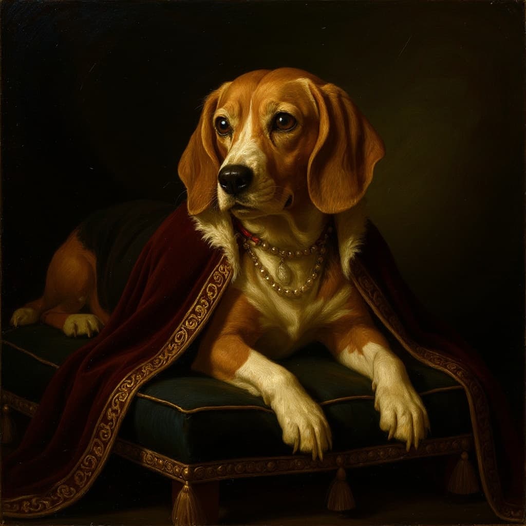 Bella the Beagle — Renaissance portrait